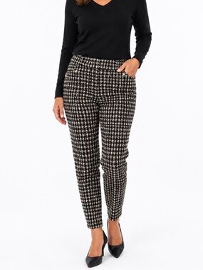 Michael Kors Houndstooth Tapered Stretch Pants